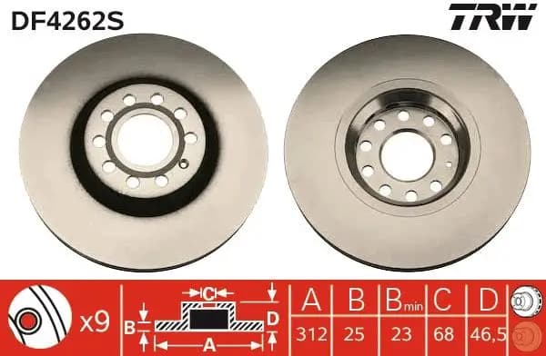 Jeu de 2 Disques de frein TRW