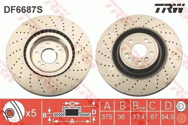 Jeu de 2 Disques de frein TRW