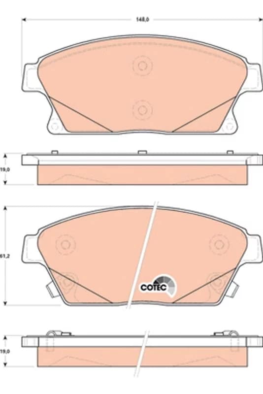 Kit de plaquettes de frein, frein à disque COTEC
