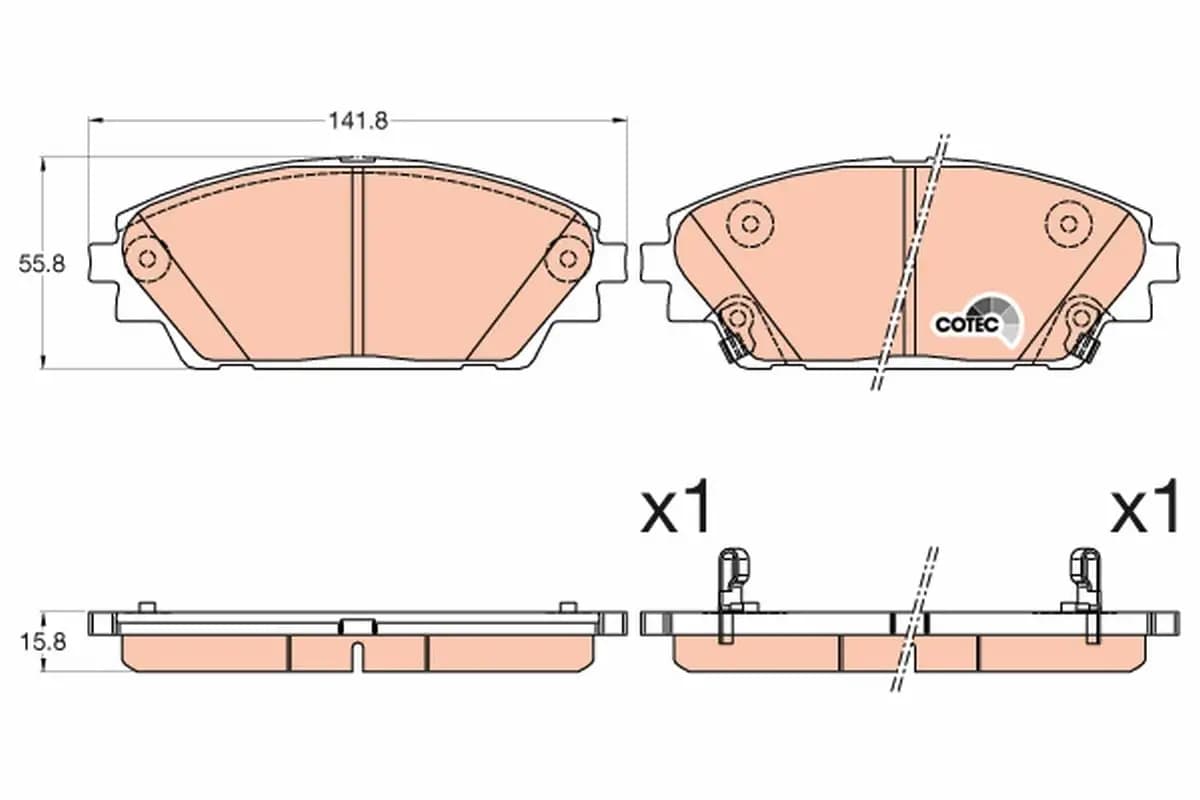 Kit de plaquettes de frein, frein à disque COTEC