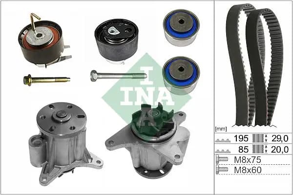 Pompe Ã eau + kit de courroie de distribution INA