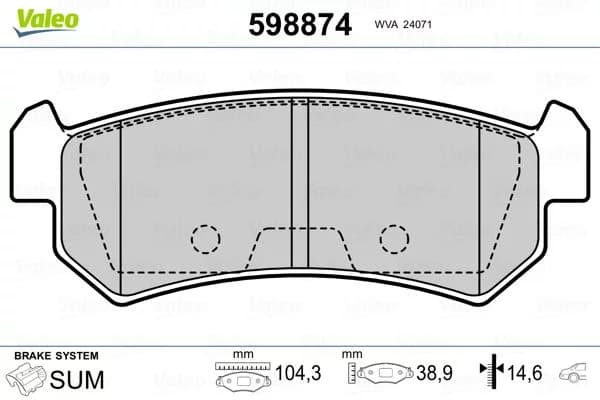 Kit de plaquettes de frein VALEO