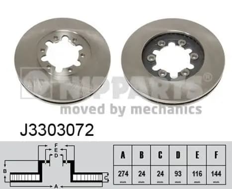 Jeu de 2 Disques de frein NIPPARTS