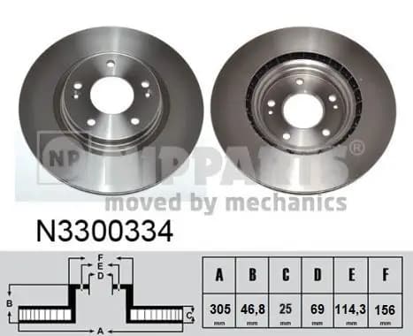 Jeu de 2 Disques de frein NIPPARTS