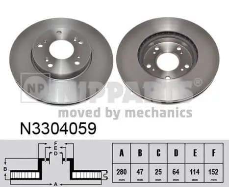Jeu de 2 Disques de frein NIPPARTS