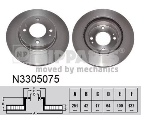 Jeu de 2 Disques de frein NIPPARTS