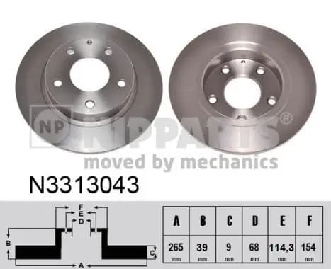 Jeu de 2 Disques de frein NIPPARTS