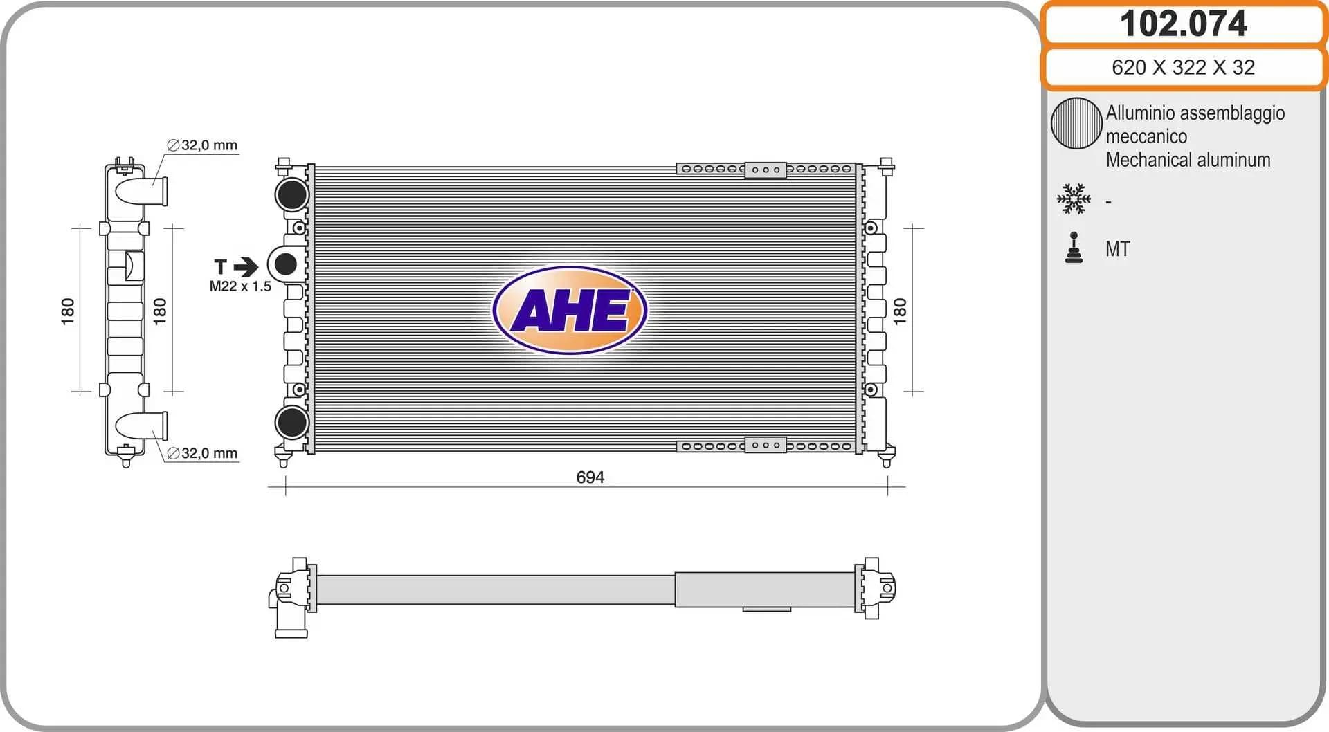 Radiateur, refroidissement du moteur AHE
