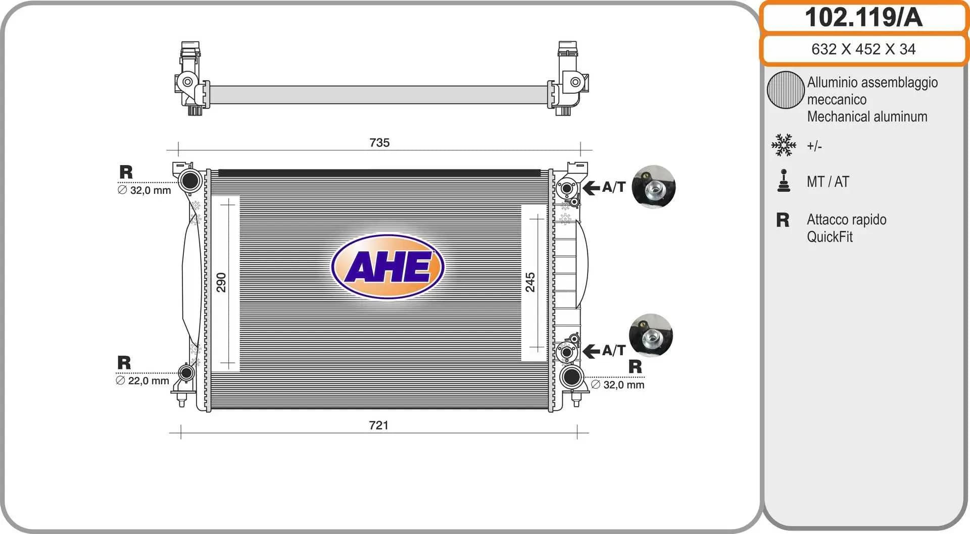 Radiateur, refroidissement du moteur AHE