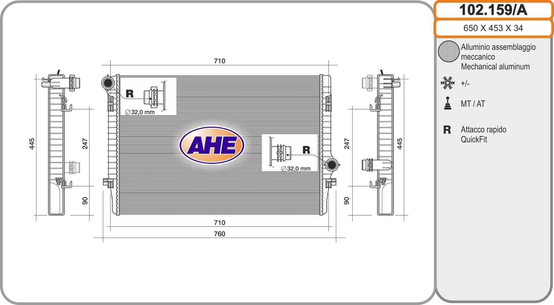 Radiateur, refroidissement du moteur AHE