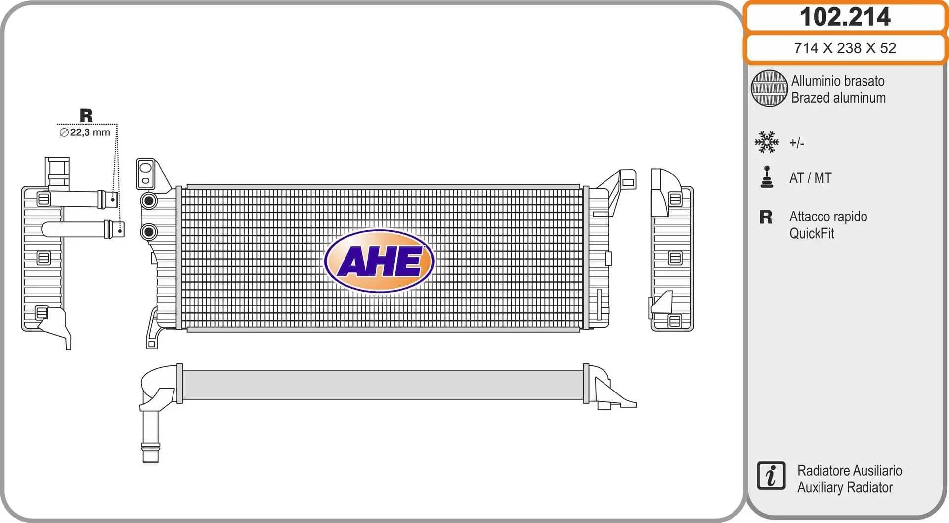 Radiateur, refroidissement du moteur AHE