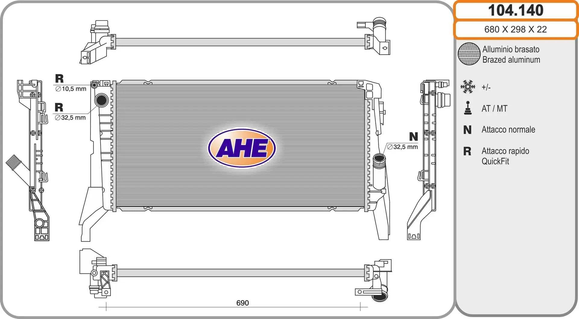 Radiateur, refroidissement du moteur AHE
