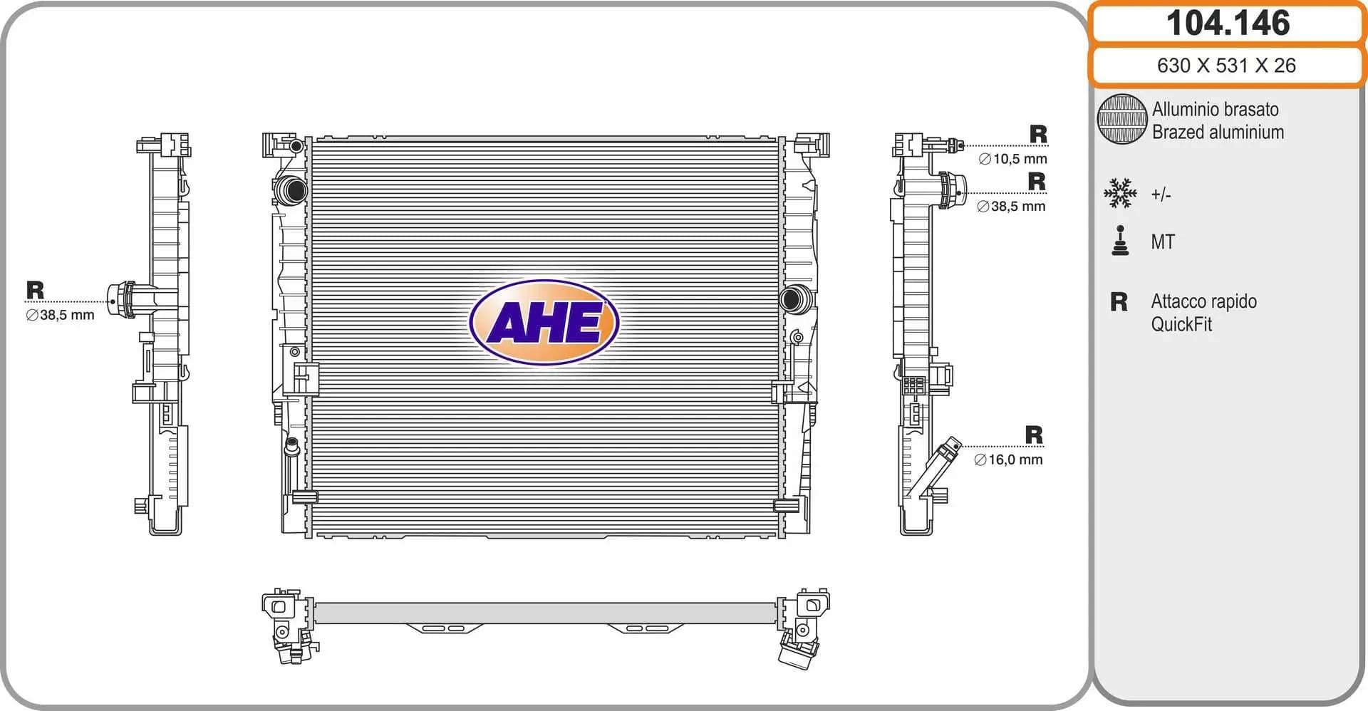 Radiateur, refroidissement du moteur AHE