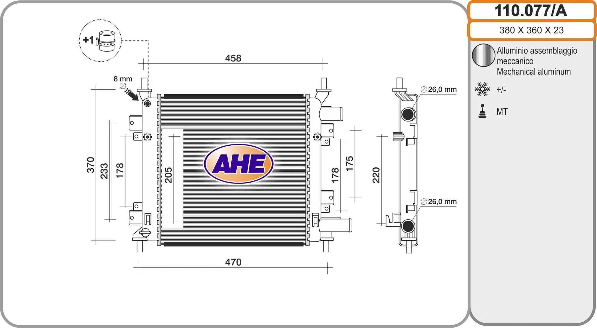 Radiateur, refroidissement du moteur AHE