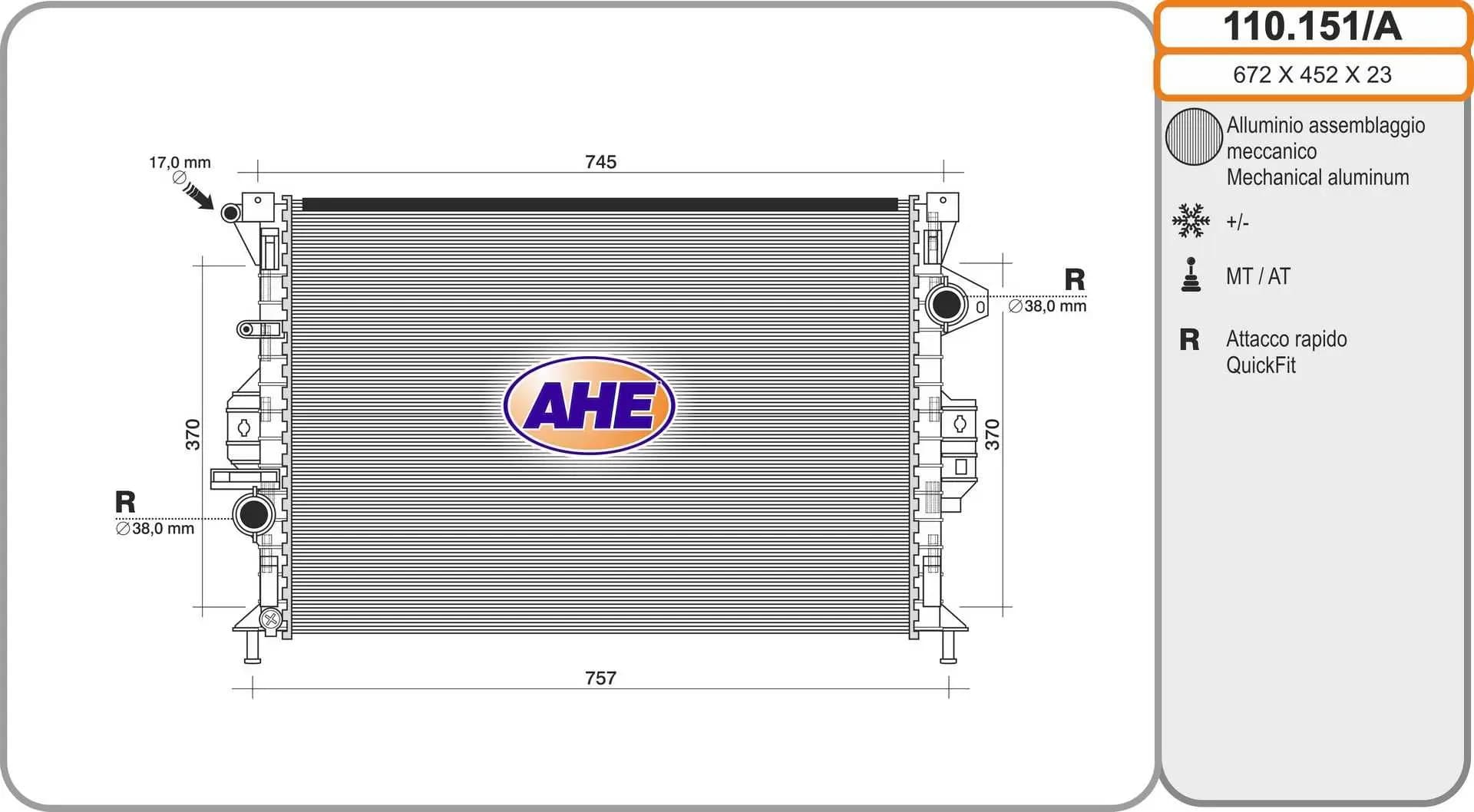 Radiateur, refroidissement du moteur AHE