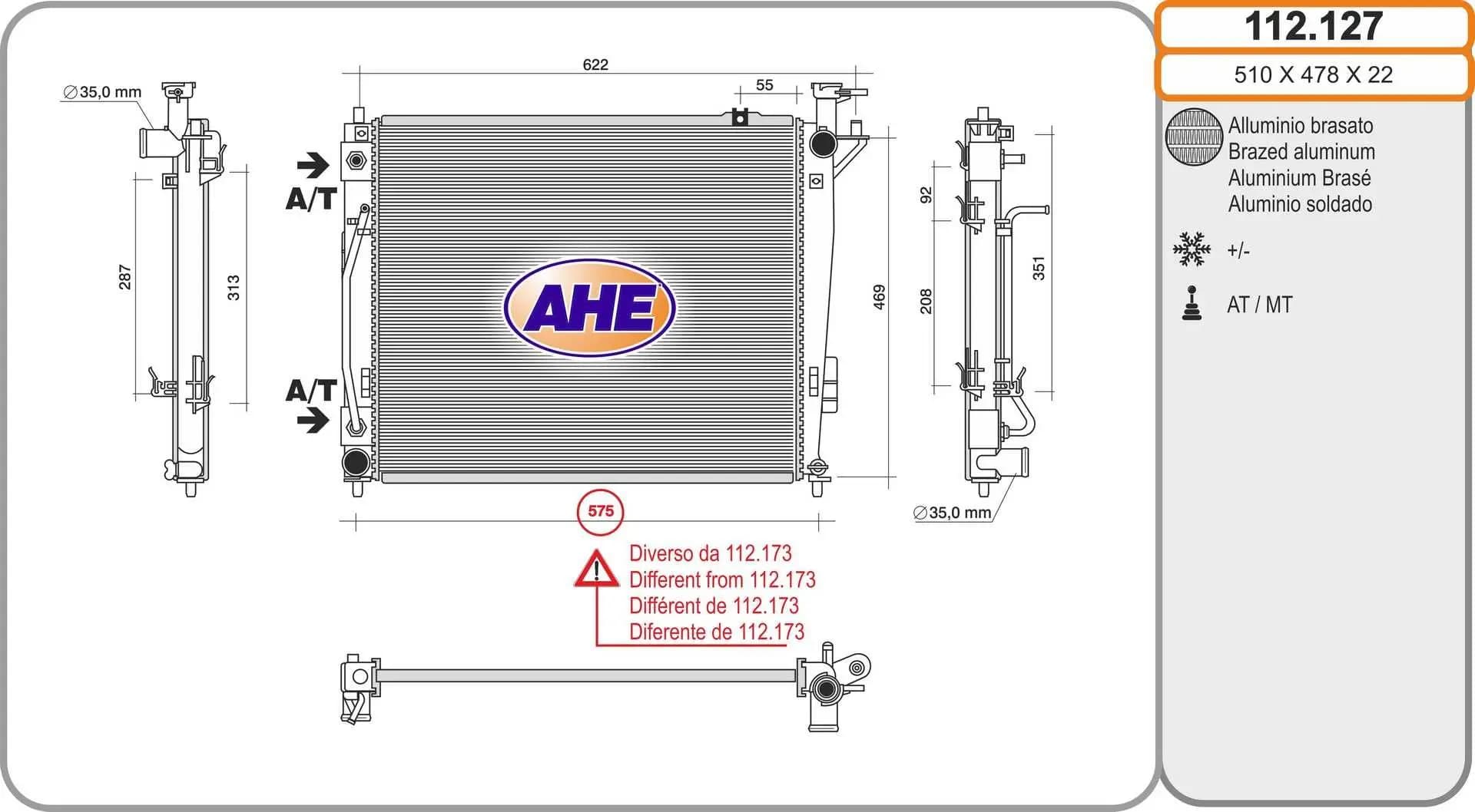 Radiateur, refroidissement du moteur AHE