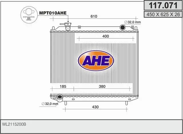 Radiateur, refroidissement du moteur AHE