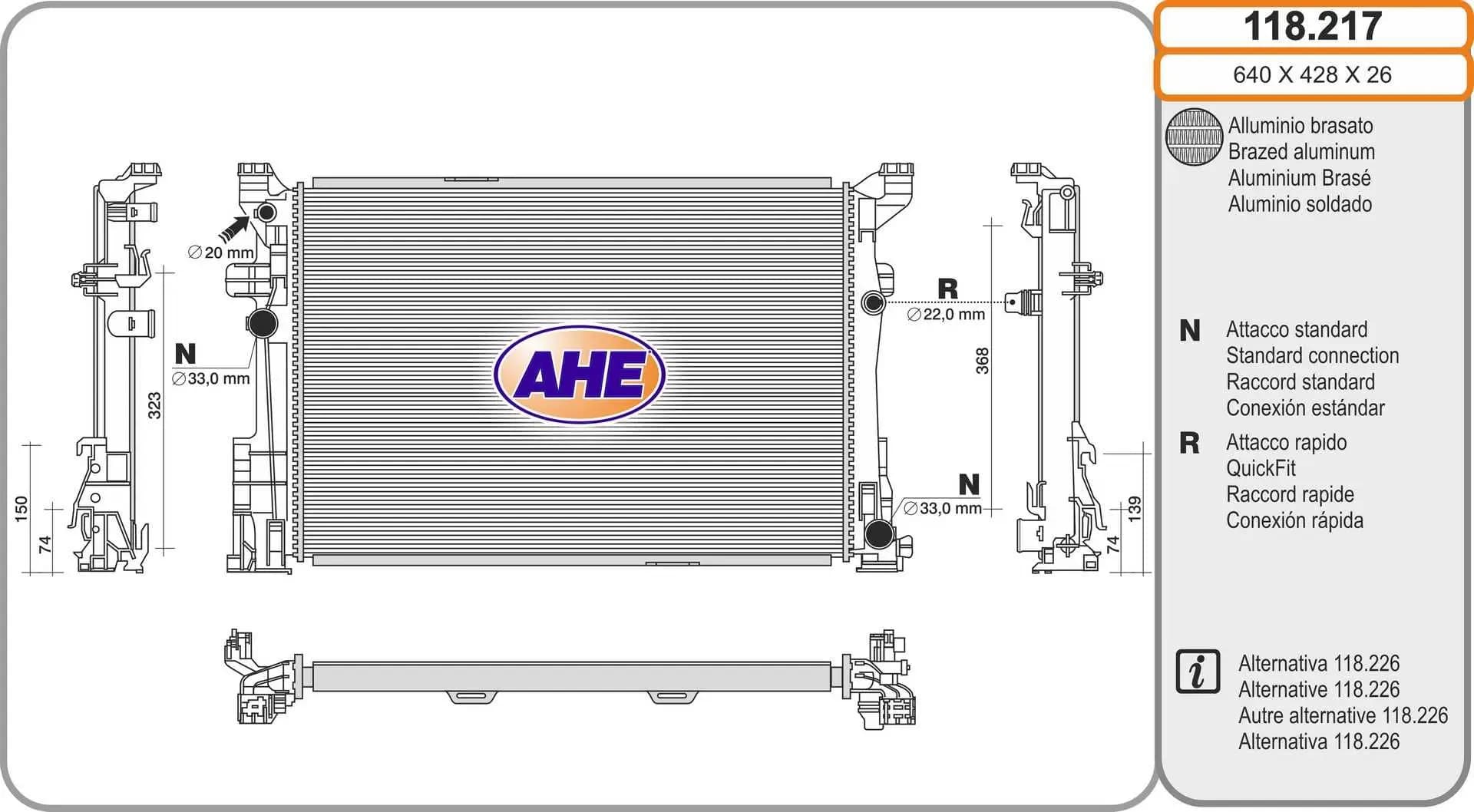 Radiateur, refroidissement du moteur AHE