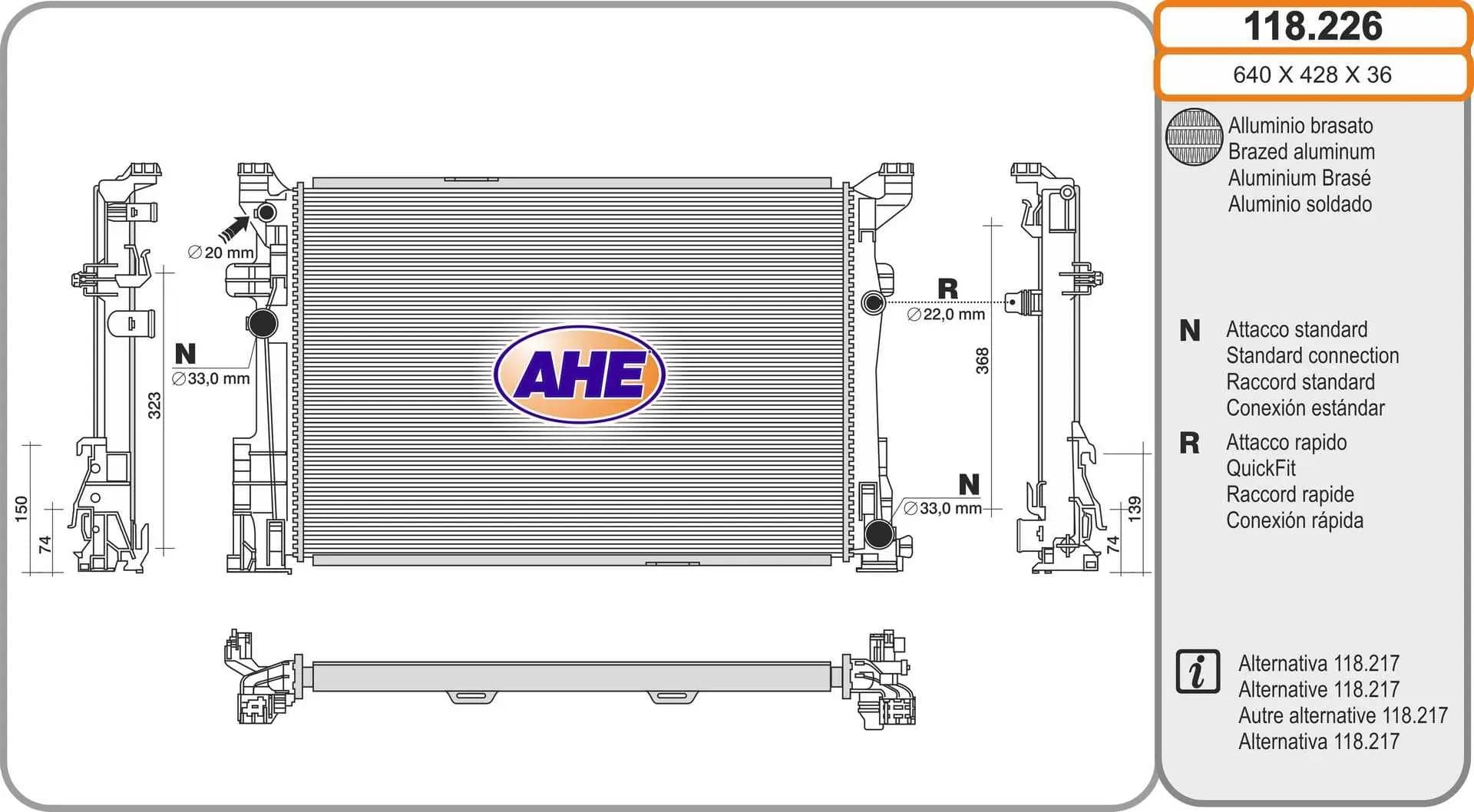 Radiateur, refroidissement du moteur AHE
