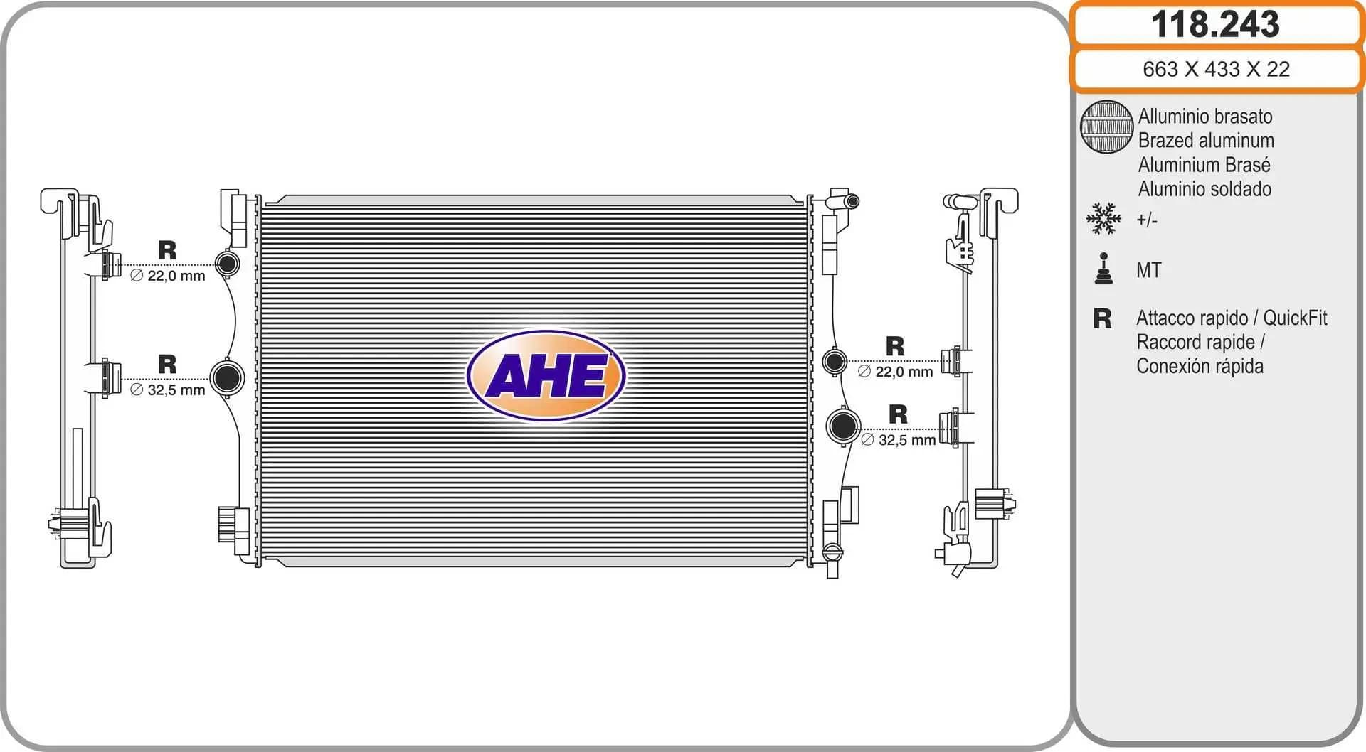 Radiateur, refroidissement du moteur AHE