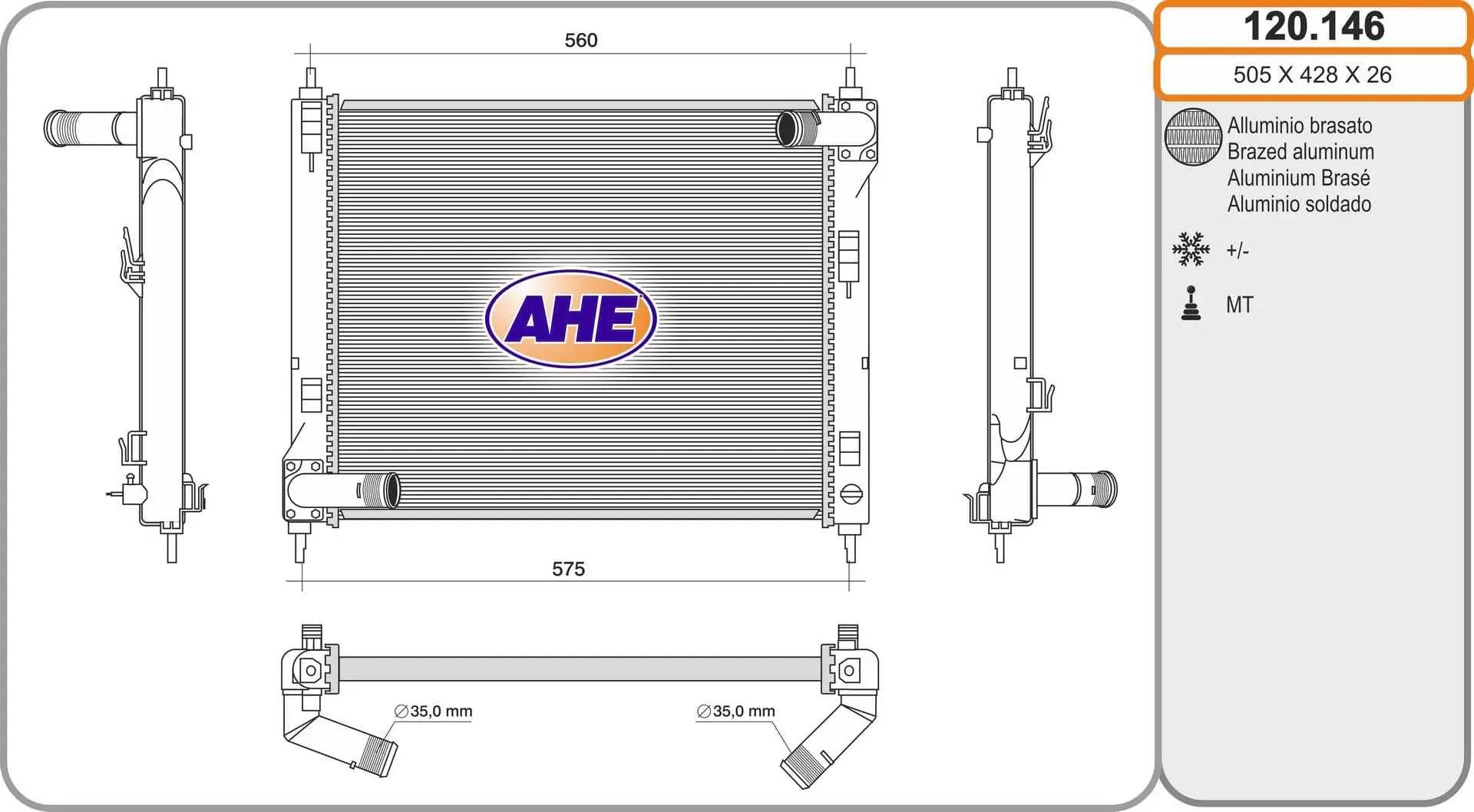Radiateur, refroidissement du moteur AHE