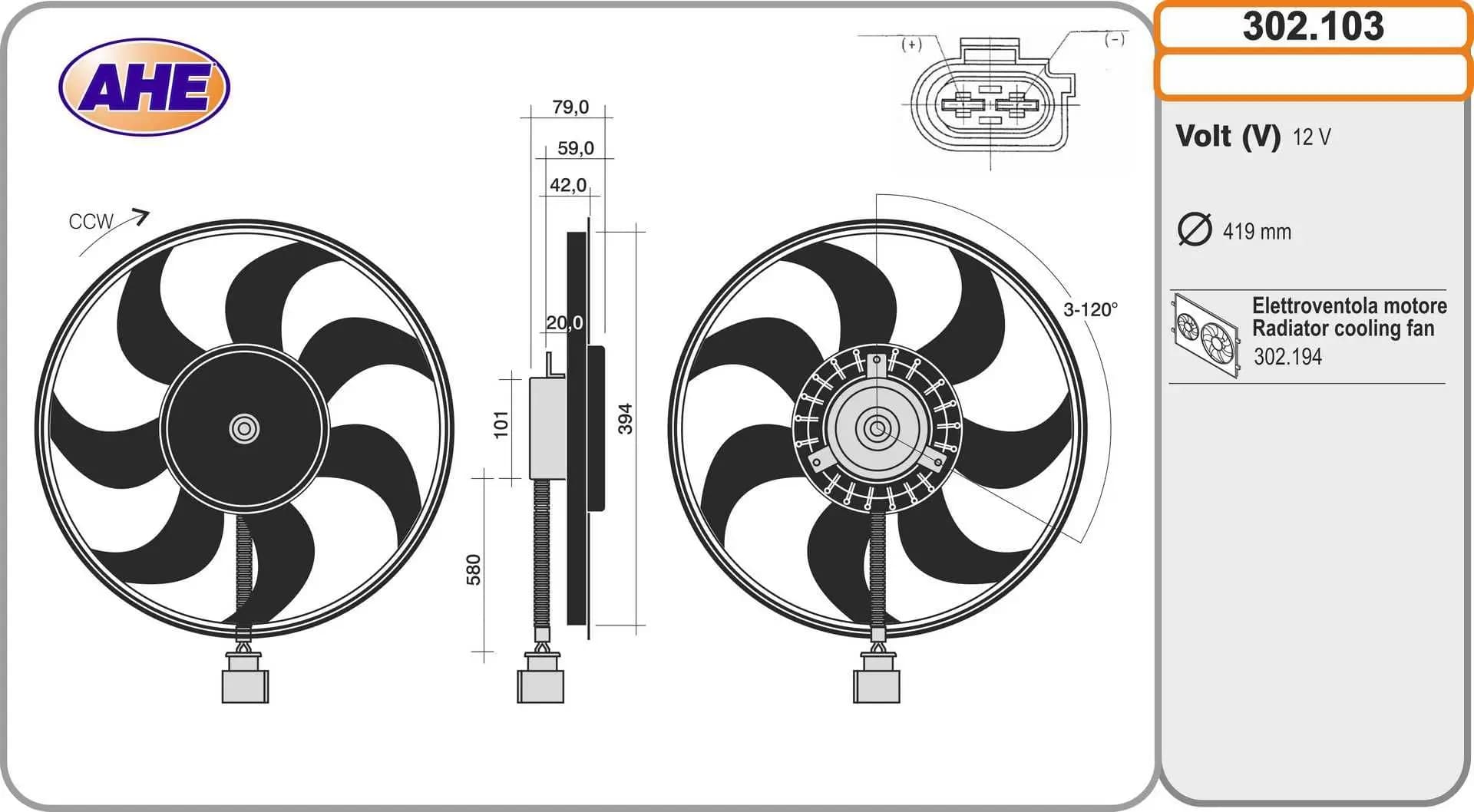 Ventilateur, refroidissement du moteur AHE