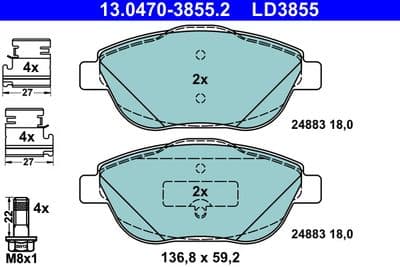 Kit de plaquettes de frein, frein à disque ATE Ceramic