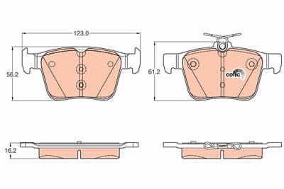 Kit de plaquettes de frein, frein à disque COTEC