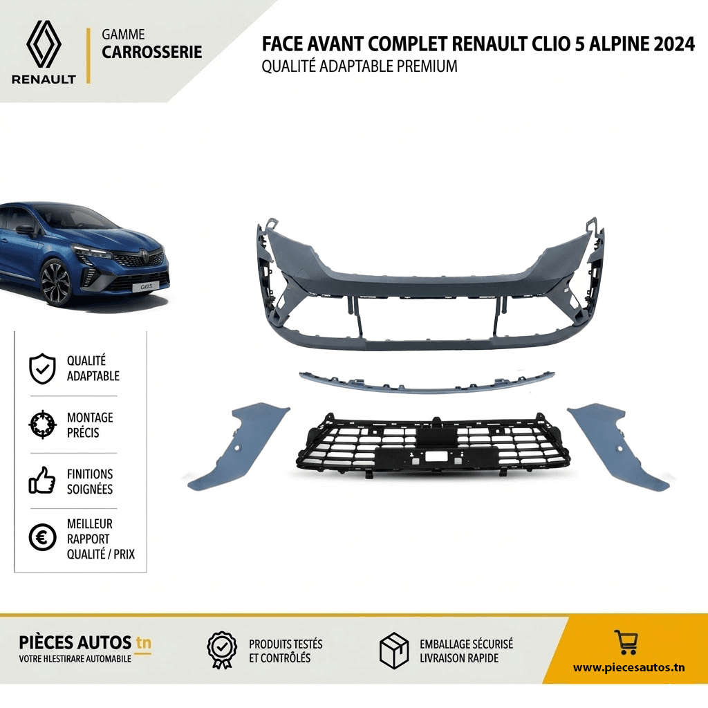 Pare-choc avant Complet Clio V 2024 Alpine + Accessoire + Grille