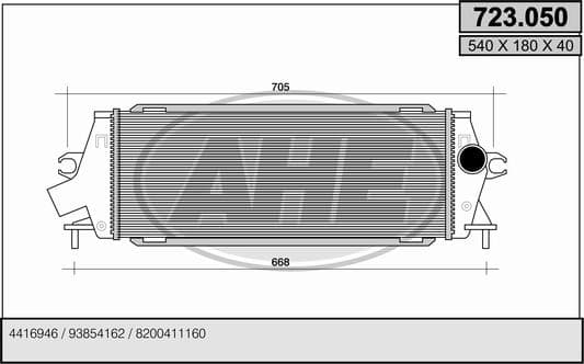 Intercooler radiateur de turbo