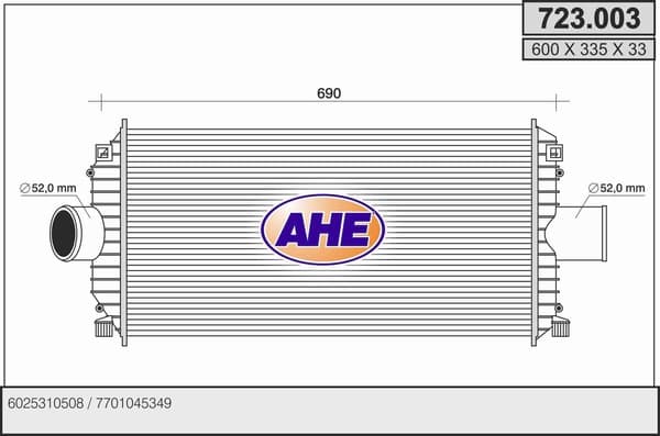 Intercooler radiateur de turbo