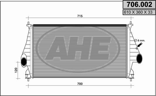 Intercooler radiateur de turbo