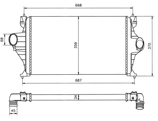 Intercooler radiateur de turbo