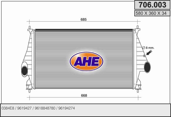 Intercooler radiateur de turbo