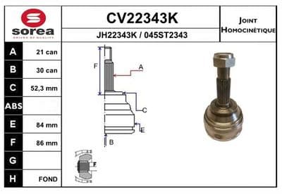Jeu de joints, arbre de transmission