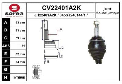 Jeu de joints, arbre de transmission