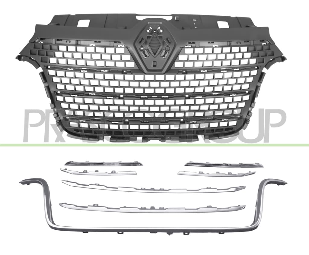 Grille Calandre Noire Structuré Avec Moulures Chromées
