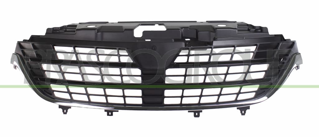 Grille Calandre-Noire Avec Cadre Chromé-Avec Moulures Noires Brillantes