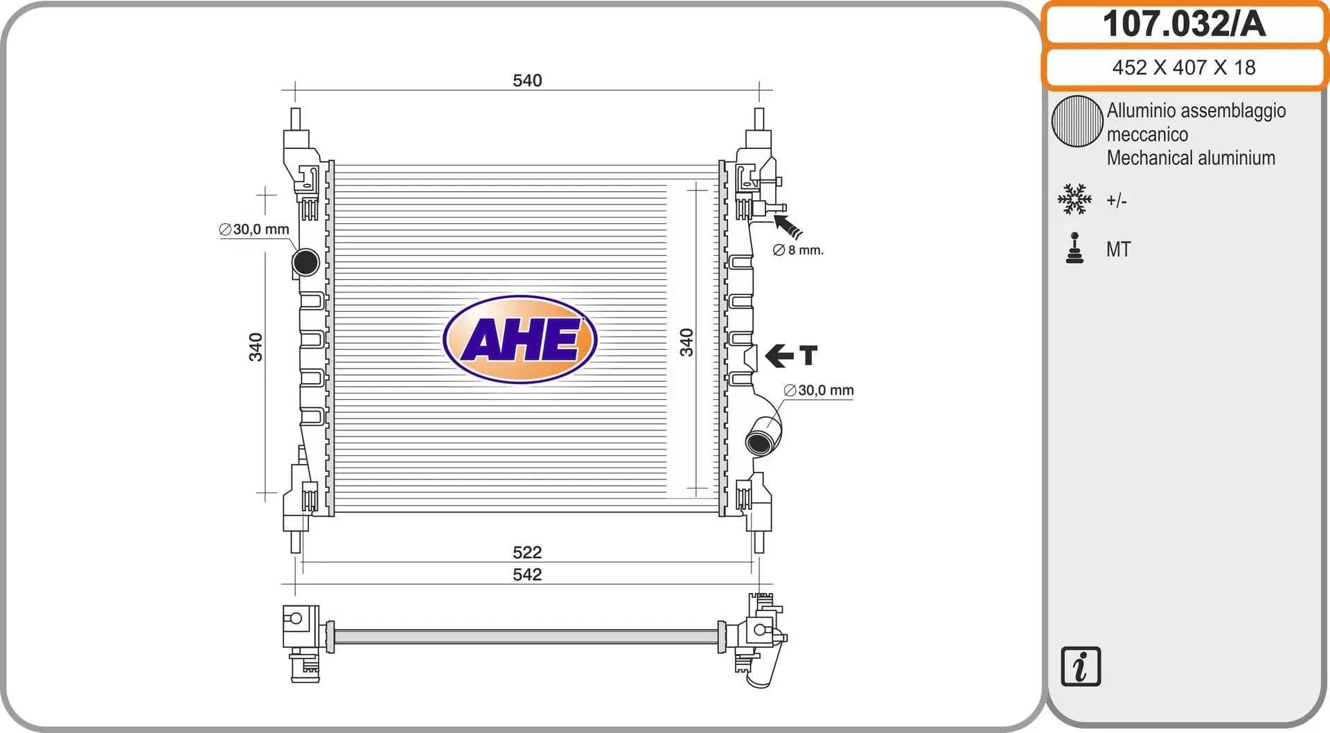 Radiateur, refroidissement du moteur AHE